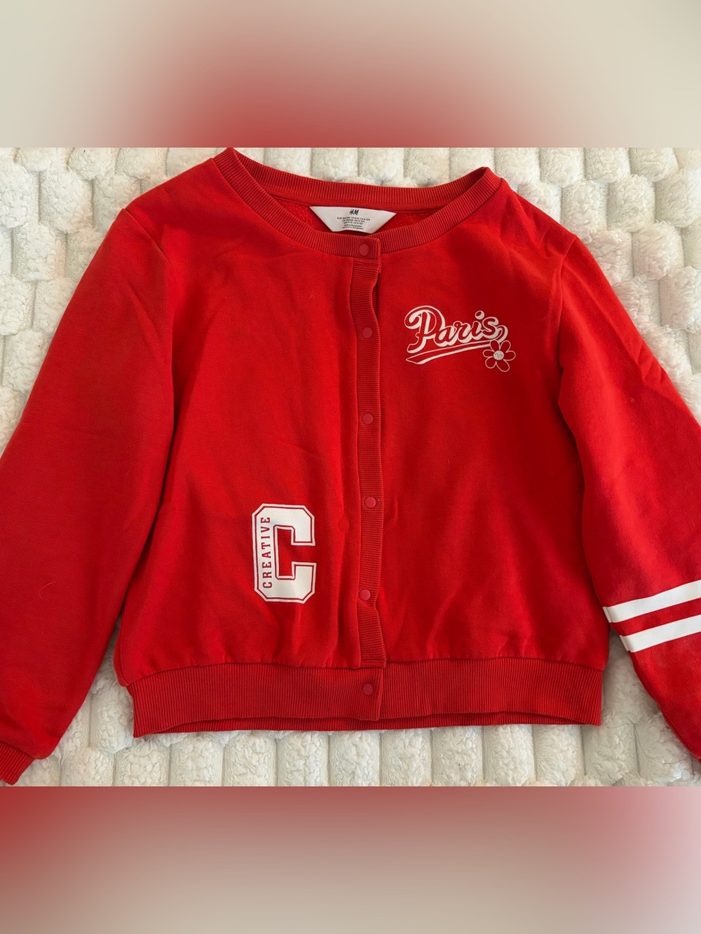 H&M Red Kids Snap-Front 'Paris' Sweatshirt Jacket